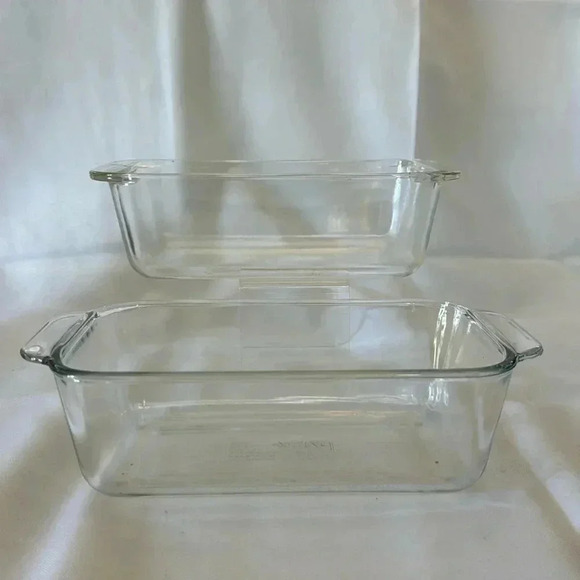 Pyrex 213-R Clear Glass Loaf Pans Bakeware Casserole Dishes Set of 2 - Picture 2 of 9